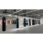 Ceiling mounted heavy bag rail