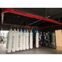 Ceiling mounted heavy bag rail